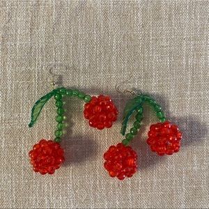 Beaded cherry handmade earring NEW